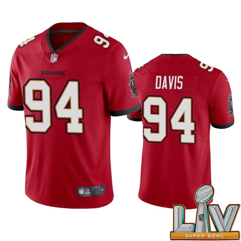 Super Bowl LV 2021 Tampa Bay Buccaneers Men Nike NFL 94 Khalil Davis Red Vapor Untouchable Limited Jersey
